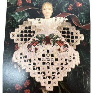 Angel Cross Stitch Chart Only Cream & Red Design